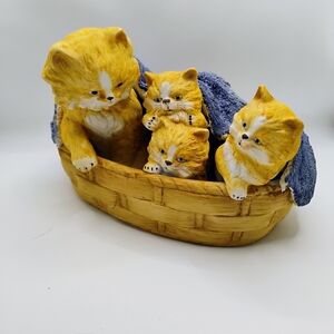 Yellow and Brown Cat Figurine Set